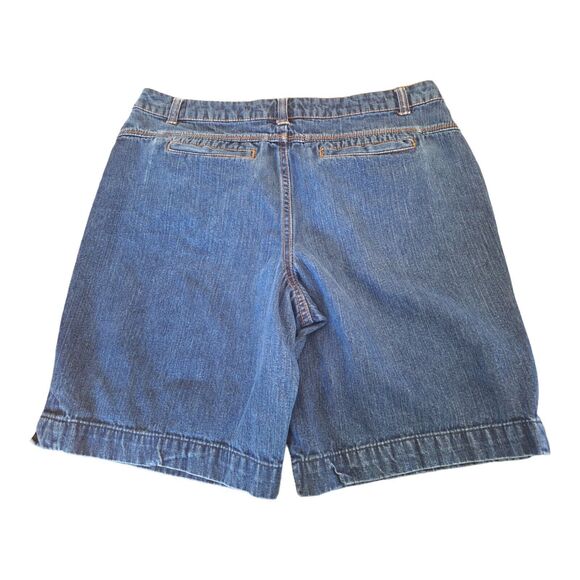 Vintage Y2K Faded Glory Denim Shorts Size 10 Modest Length Cotton Blue Jean - Picture 3 of 15